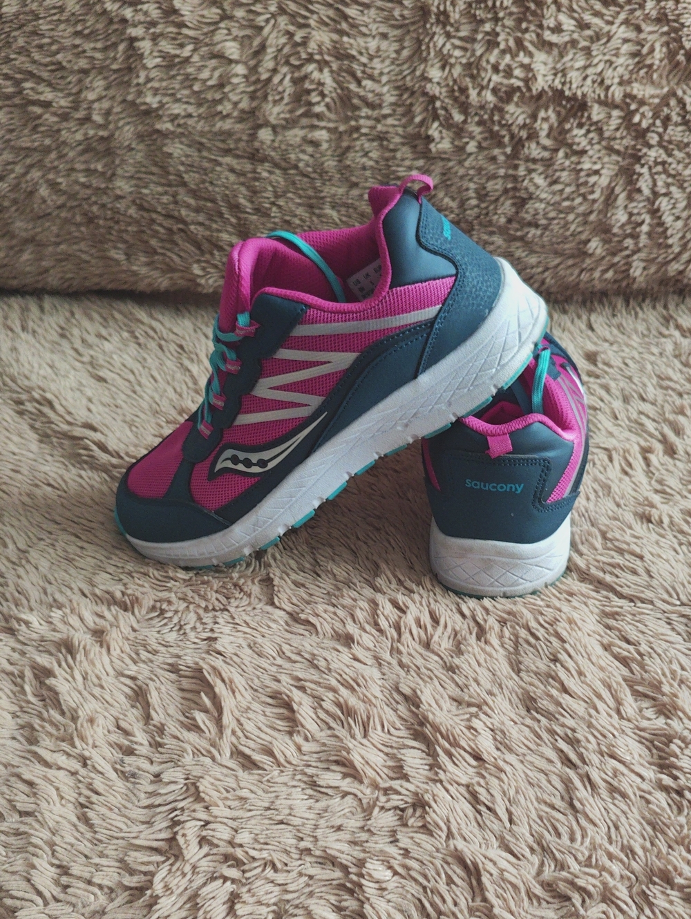 Saucony Pink and Teal Big Kids' Athletic Sneakers